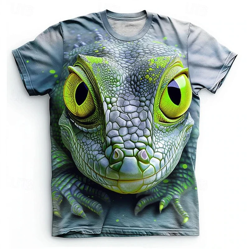 New Hot Colorful Scale Lizard 3D Printing Animal Pattern T-shirt Street Fashion Hip Hop Boys Gym Tops Oversized Tee Shirts