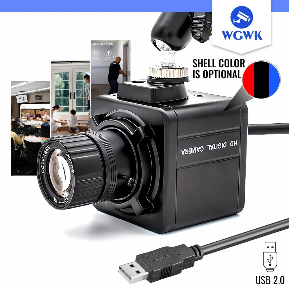 

WGWK 5MP/8MP 30FPS Industrial Metal Box USB Camera Fixed Focal Lens IMX415 USB2.0 Support UVC OTG For Live Streaming Conference