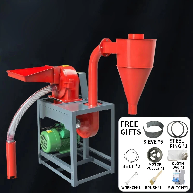 Fully Automatic Self-Priming Corn Grinder; Small Household Electric Grain and Cereal Mill; Ultra-Fine Feed for Chicken Farming