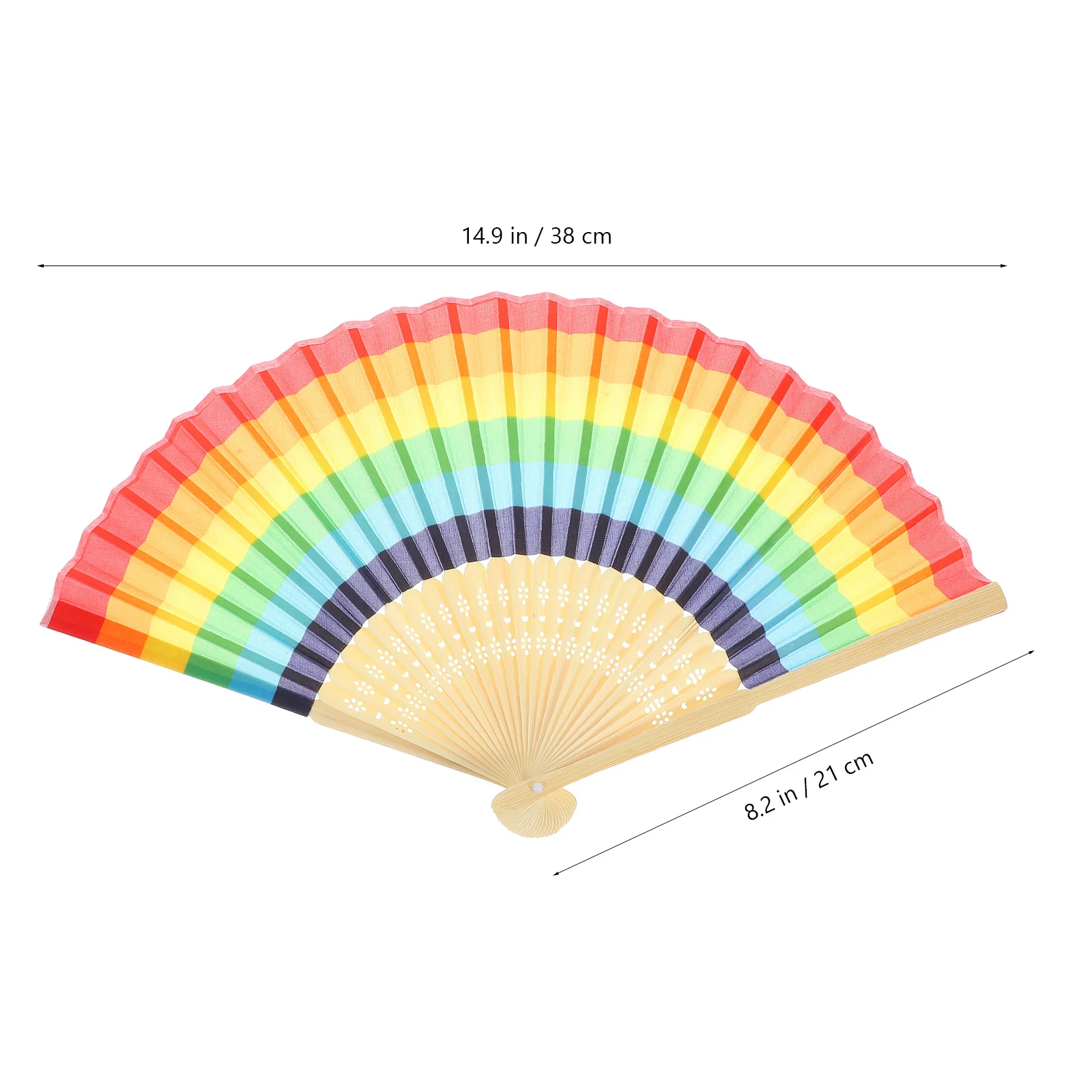 

Bamboo Fabric Folding Rainbow Style Hand Dance Party Performance Decor Gift Prop Retro Foldable Fan For Wedding Photography