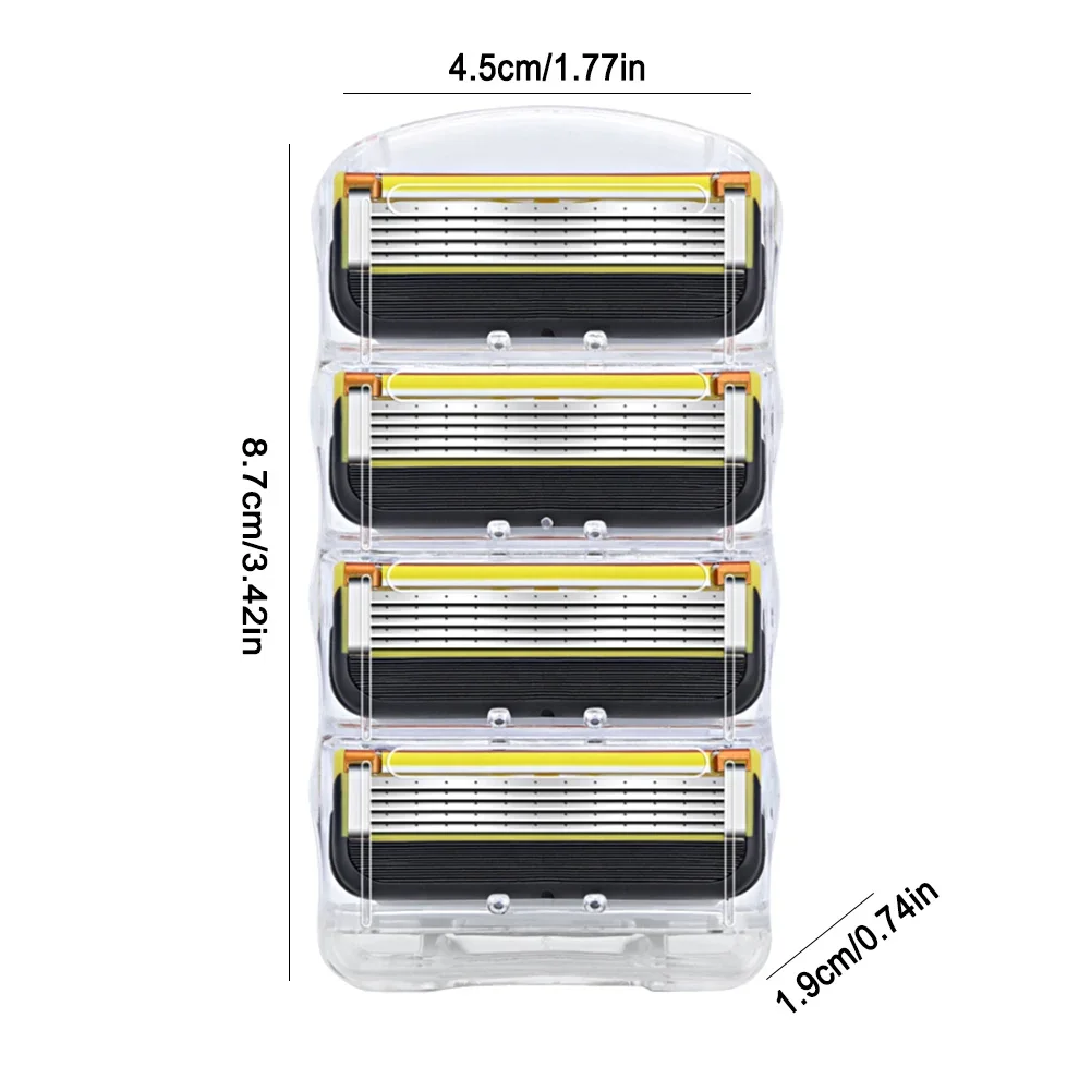 Lâminas de barbear masculinas, 4 unidades, substituição de lâminas de barbear, lavagem com água, lâmina afiada de aço inoxidável para gillette fusion proglide