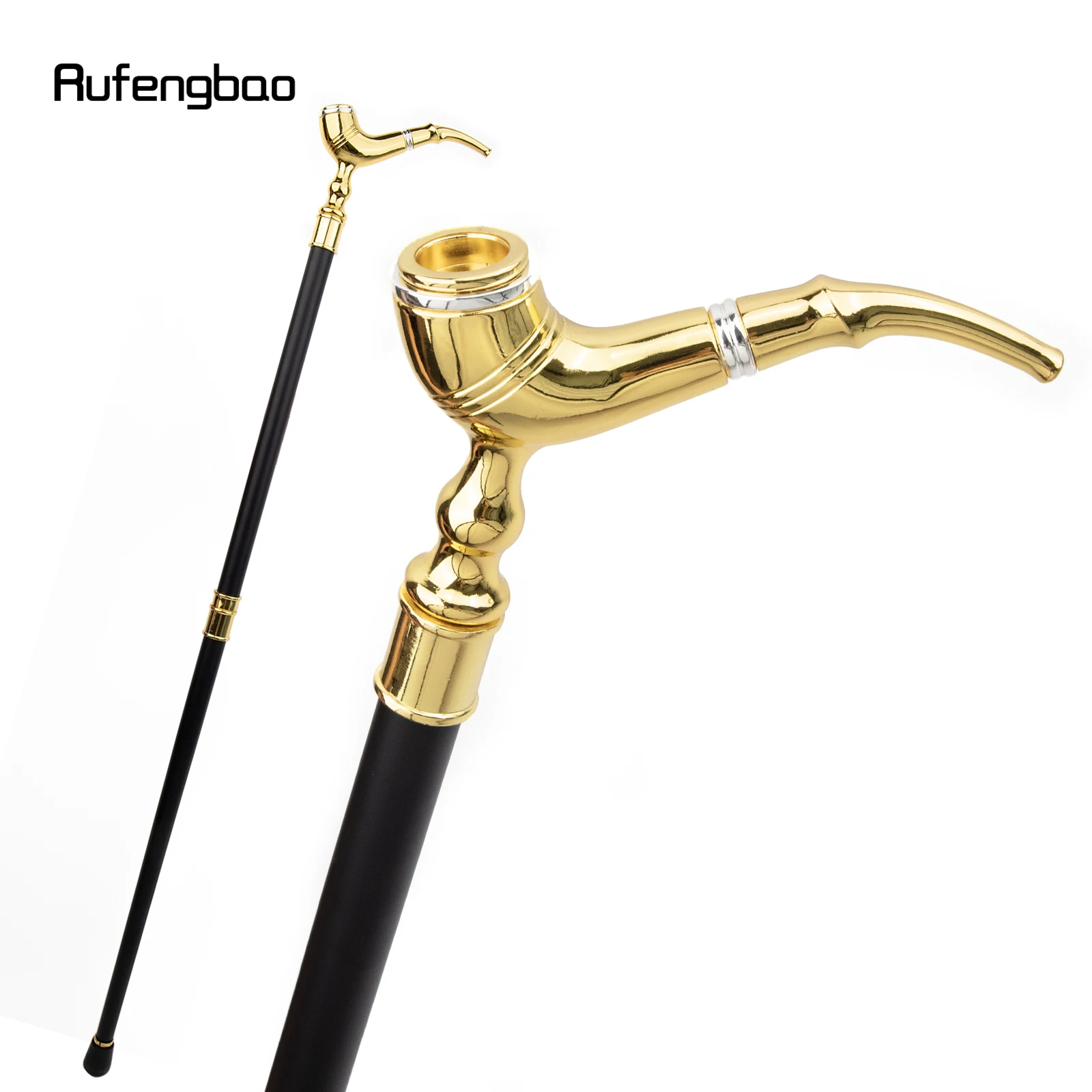 Golden Pipe Pattern Luxury Fashion Walking Stick for Party Decorative Cane Elegant Crosier Knob Walking Stick 93cm