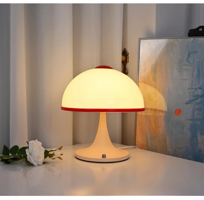 

Popular Modern Creative Cream Mushroom Desk Lamp Korean Bedroom Bedhead Button Ins Desk Lamp Warm Atmosphere Desk Lamp