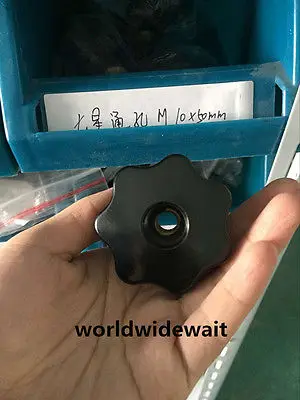 M10 x 50mm Head Dia Black Plastic Star Type Clamping Knob Grip 2pcs