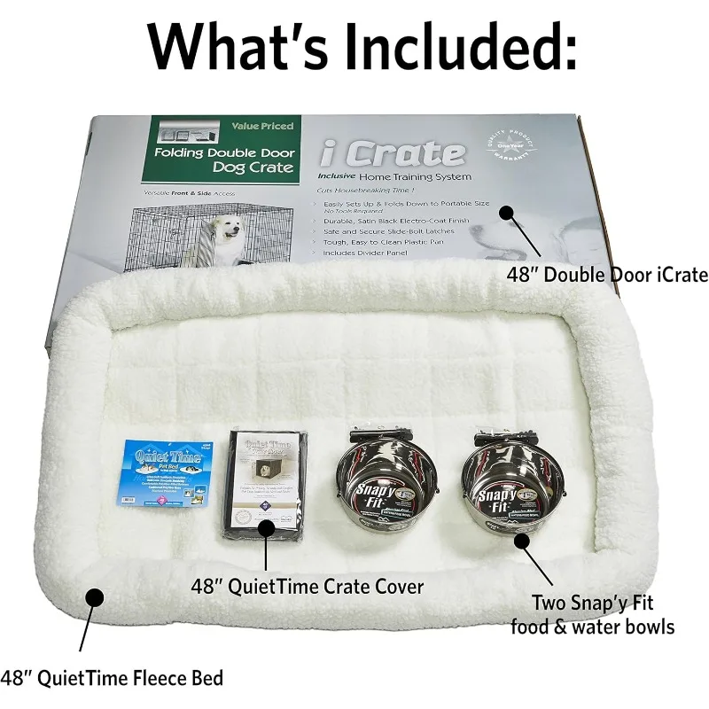 iCrate Dog Crate Starter Kit   Kit Ideal for XL Dog Breesd  || Includes Crate Pet Bed Dogs Bowls & Dog  Cover