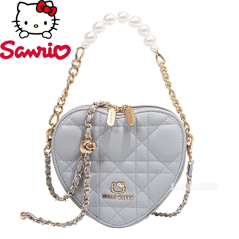 

Sanrio New Women's Shoulder Bag Luxury Brand Original Women's Shoulder Messenger Bag Love Pearl Chain Hello Kitty Handbag