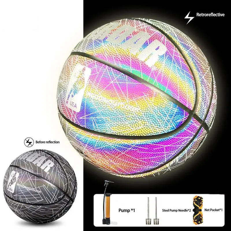 

Reflection Basketball Reflective Glowing Luminous Basket Ball Size 7 Luminous Basketballs For Night Game Training Glow Under