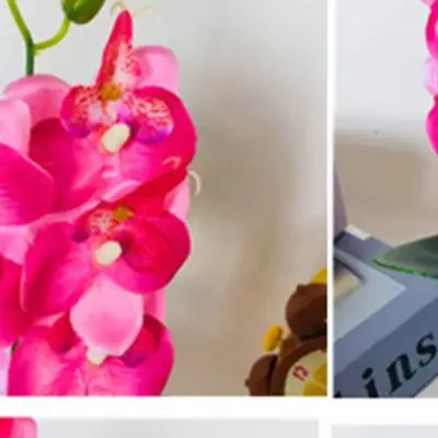 Artificial Phalaenopsis Flower In Pot Plastic Fake Plant Home Garden Wedding Decor Red Green Purple 29cm Desktop Shel