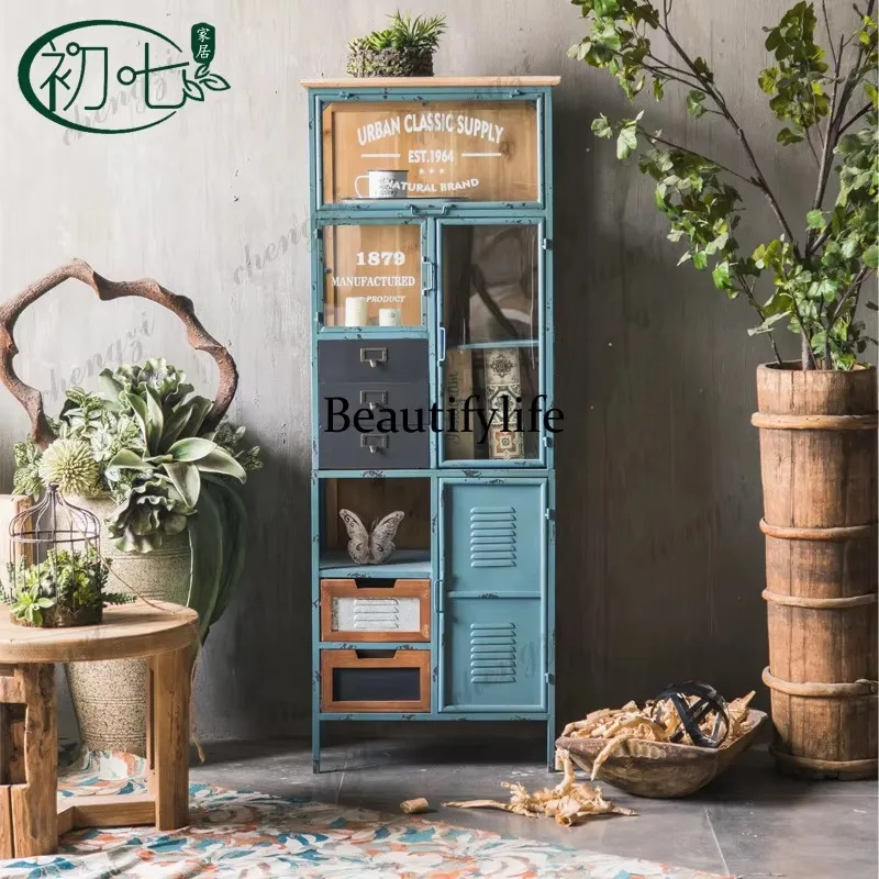 F150 European industrial wine cabinet retro old locker bed and breakfast kitchen dining side, chest wedding