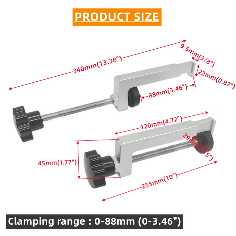 Universal Fence Clamps T-Slot Clamps Table Saw Guide Rail Clamps Aluminum Alloy Fixed G Clamp for Workbench Woodworking Tools