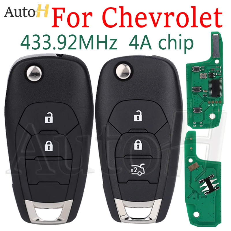 

Car Smart Key 433.92FSK 4A Chip for Chevrolet Cruz 2015 Trax Sonic Spark 2021 Onix RS Aftermarket 2/3Buttons Filp Folding Key