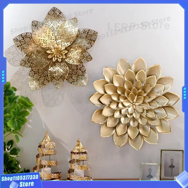 Gold Hollow Carving Metal Wall Art Iron Design Decoration for Hotel Living Room Unique Home Decor Factory Direct Sales Unique