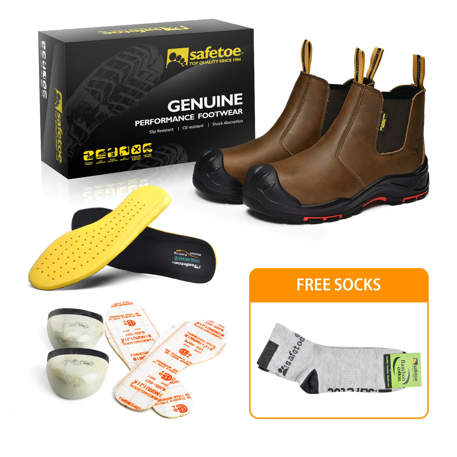 Safetoe Wide Fit Work Boots For Men & Women, Chelsea Safety Shoes with S3 Composite Toe Over Cap