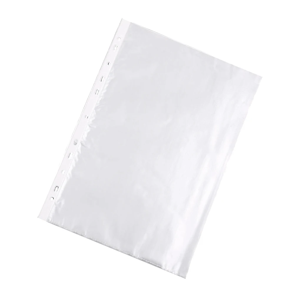 100Pcs A4 Transparent 11 Hole Paper Cover Loose Leaf Protect Bag 3 Hole 4 Hole File Folder Sheet Protector Clear Document Sleeve