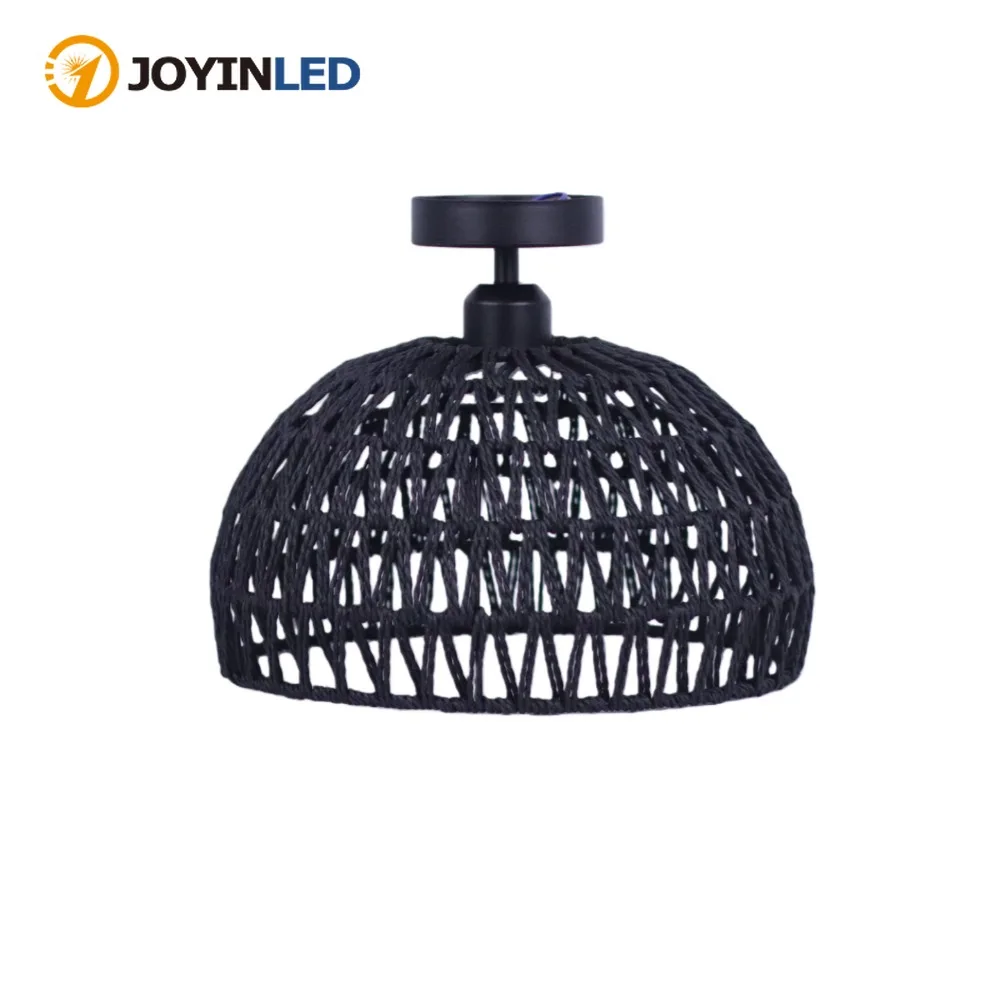 

JOYINLED 30CM Rural Paper Hemp Pendant Light Handmade Woven Cage Shade, Small Hanging Light, Hallway Bedroom, Kitchen Nursery