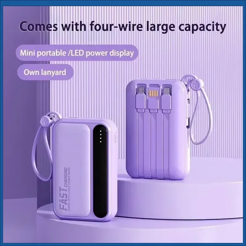 2026 NEW 20000mAh Power Bank Built in 4 Lines Large Capacity for All Phones Super Fast Charging Portable External Battery