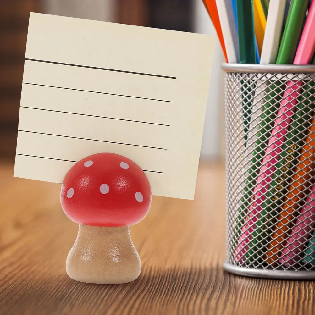 

Wooden Mushroom Mushroom Stationery Desk Accessories Photo Holder Stationery Note Folder Cards Clip Small Ornament Holder