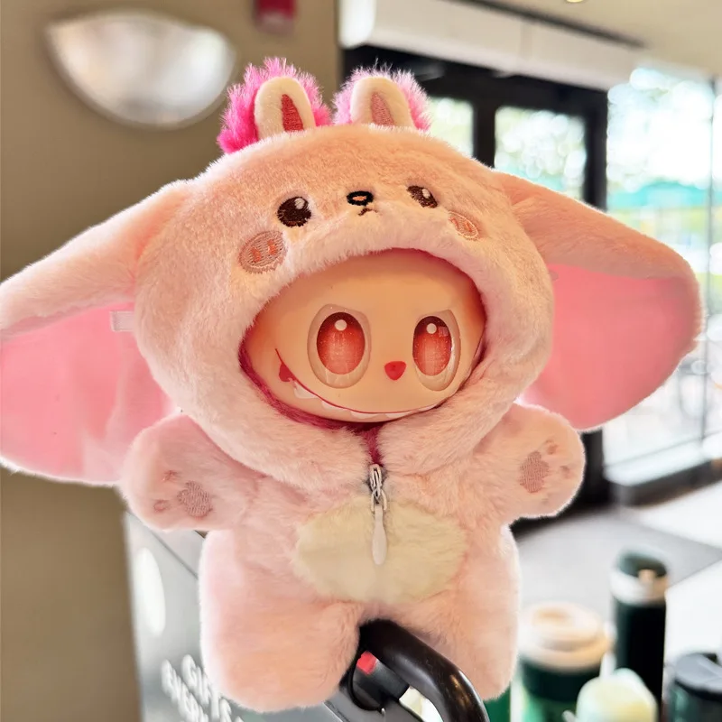 Lindo mono de conejo rosa para Labubu, mono de Animal, interesante mono de elefante para muñecas Labubu V1 V2 V3, accesorios