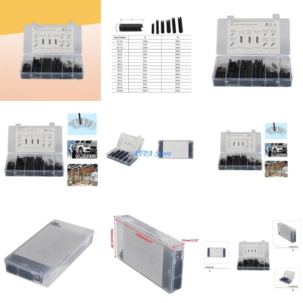 

U13C 310pcs Smooth Roll Assortment Set Metal Hardware Assortment Hollow Spring Pin