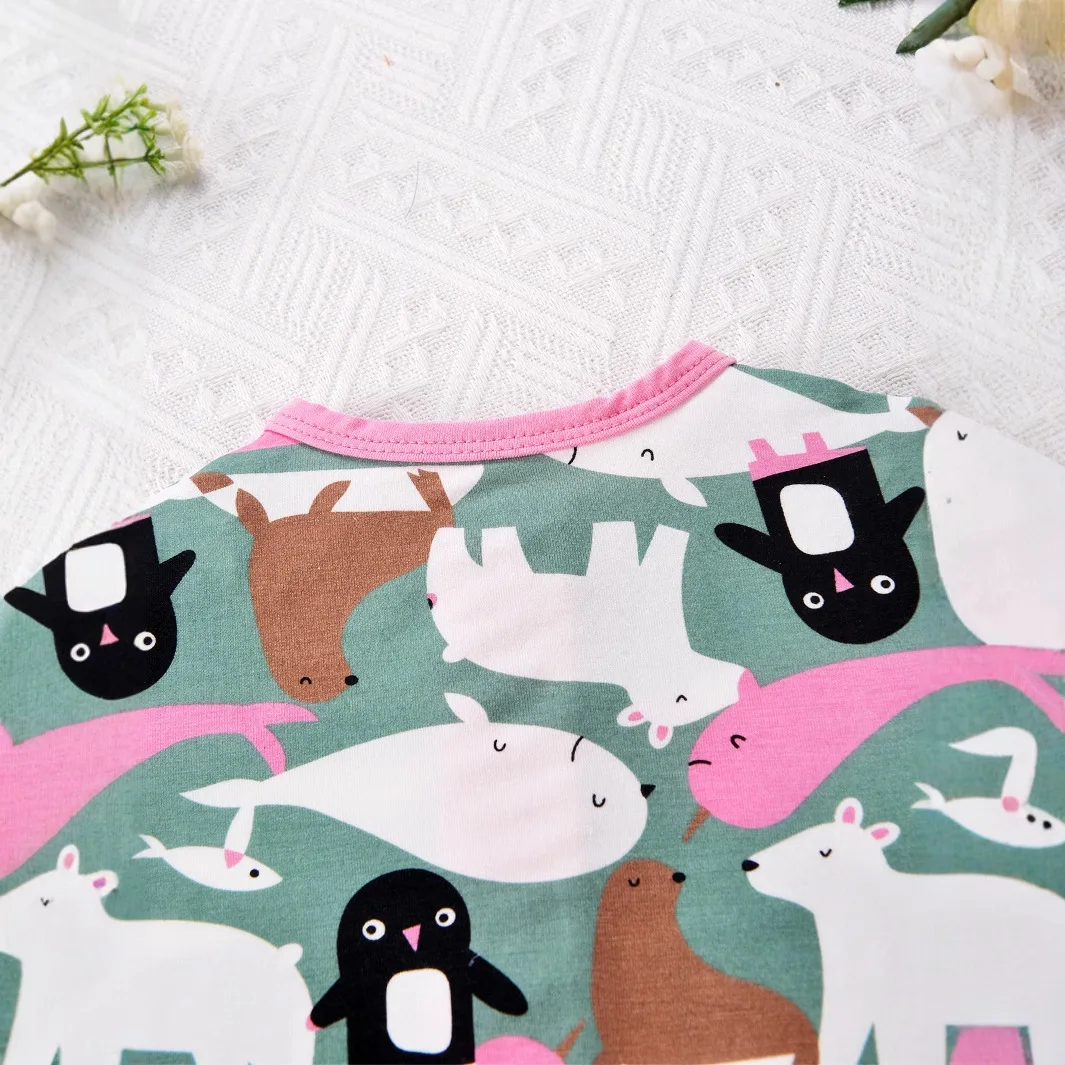 Newborn Baby Bamboo Fiber Romper Pajamas Cute Cartoon Dinosaur Onesie Short Sleeve Rompers Soft & Cozy Toddler Summer Casual Pjs view 6