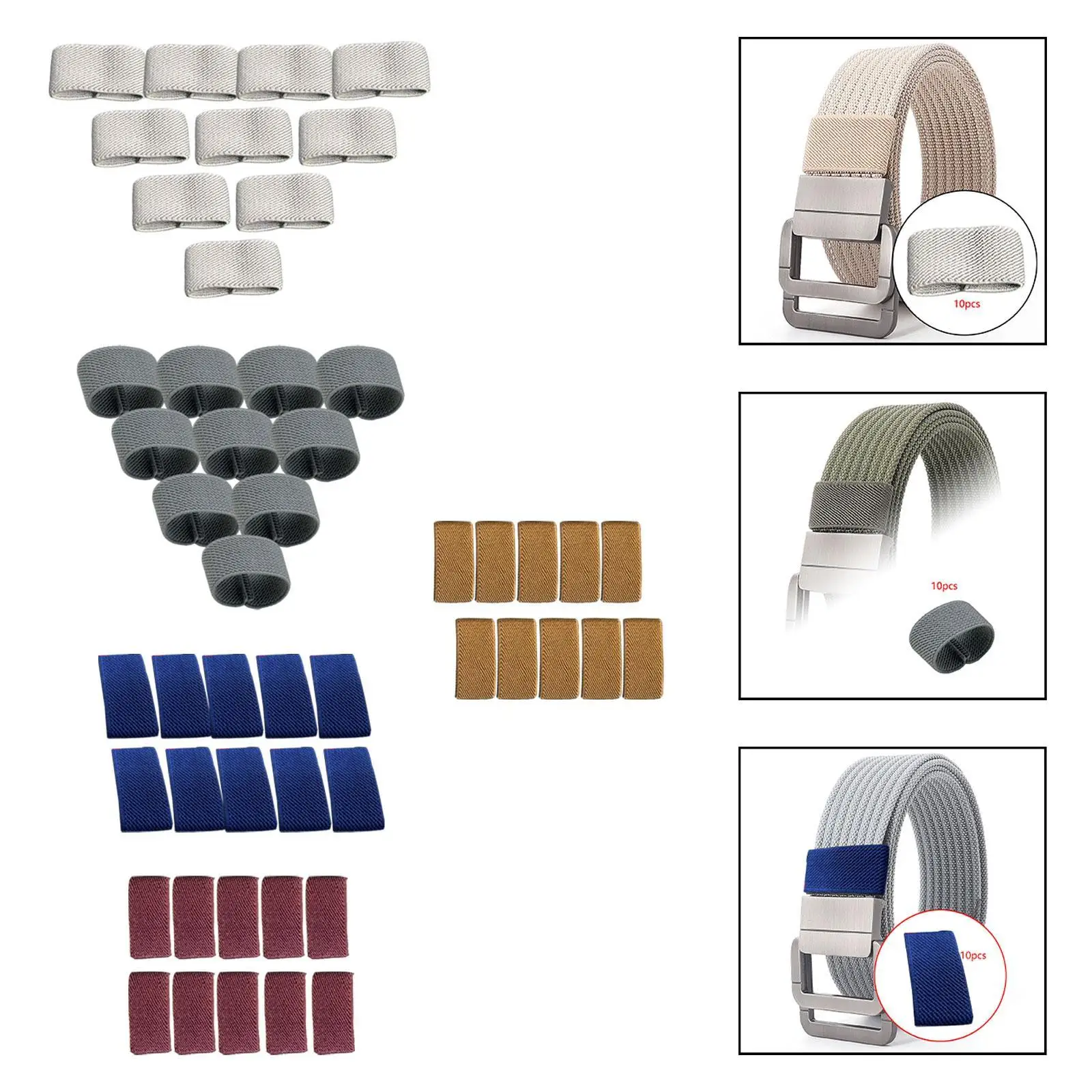 

10 Pieces Elastic Belt Keepers Nylon Strap Organizer Webbing Loop Belt Loops