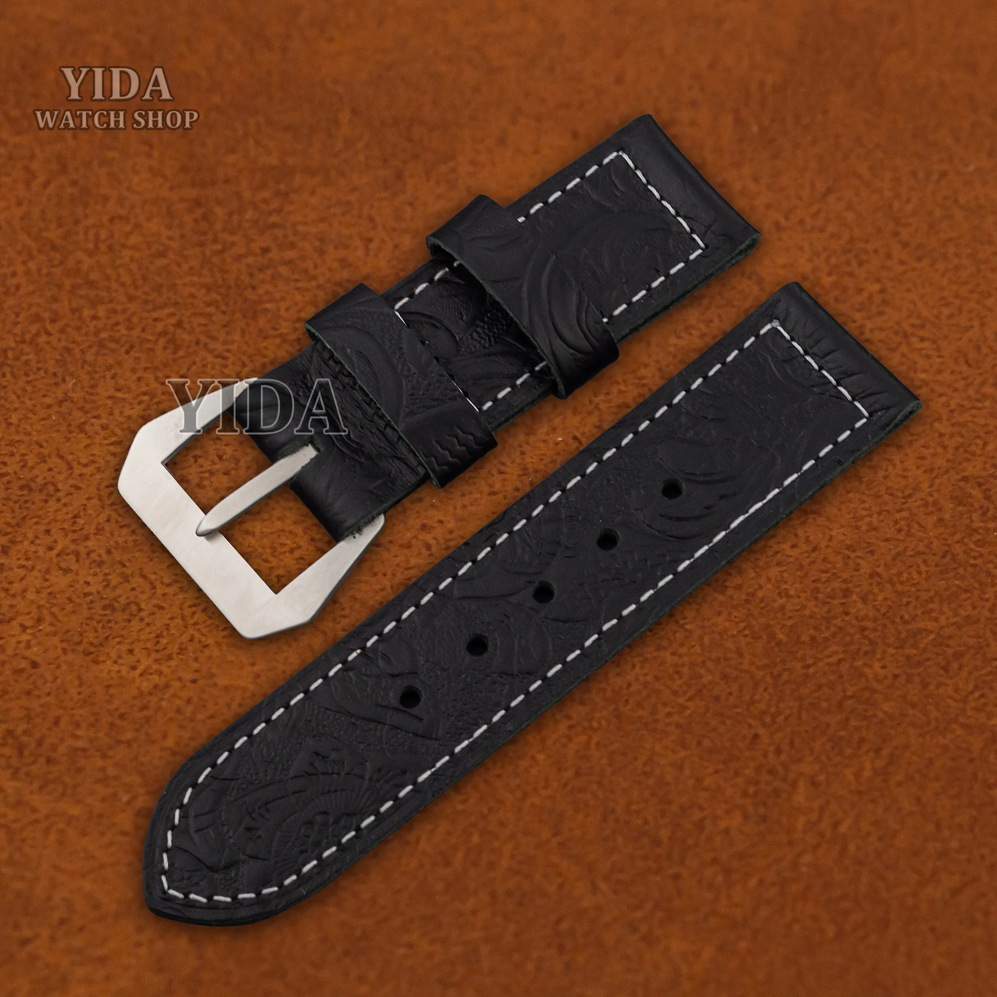 Modified Watch Band 26MM Genuine Leather Strap Soft Retro Style Men Vintage Bracelet For PAM Sports Watches Accessories Parts