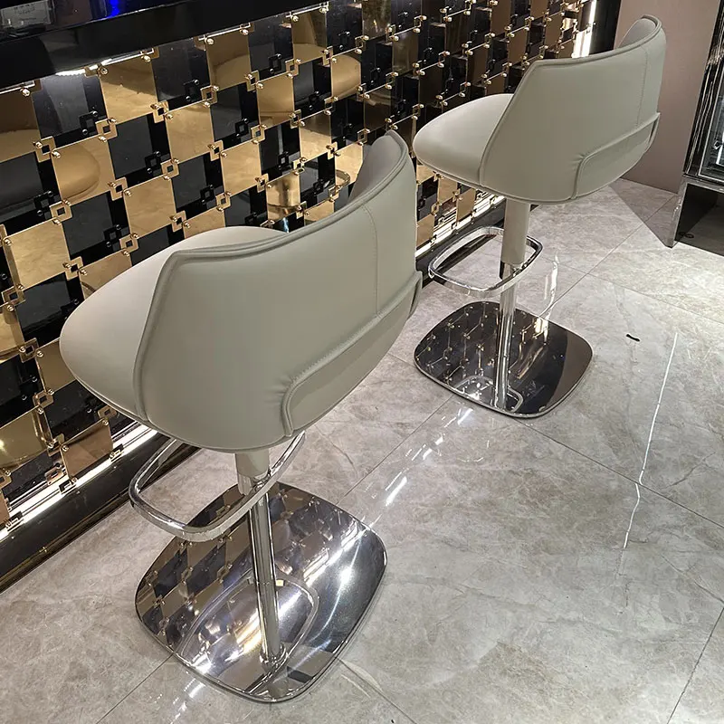 لهجة رمادي مقاعد للبار تصميم دوار مطعم المعادن الحد الأدنى كراسي بار الحلاق الاسترخاء هزاز كرسي دي بار أثاث الصالون