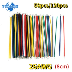 50pcs/120pcs Jumper Wire 26AWG Tin Conductor Wires 8cm 6 Colors Black White Yellow Blue Green Red for PCB and Breadboard Cable