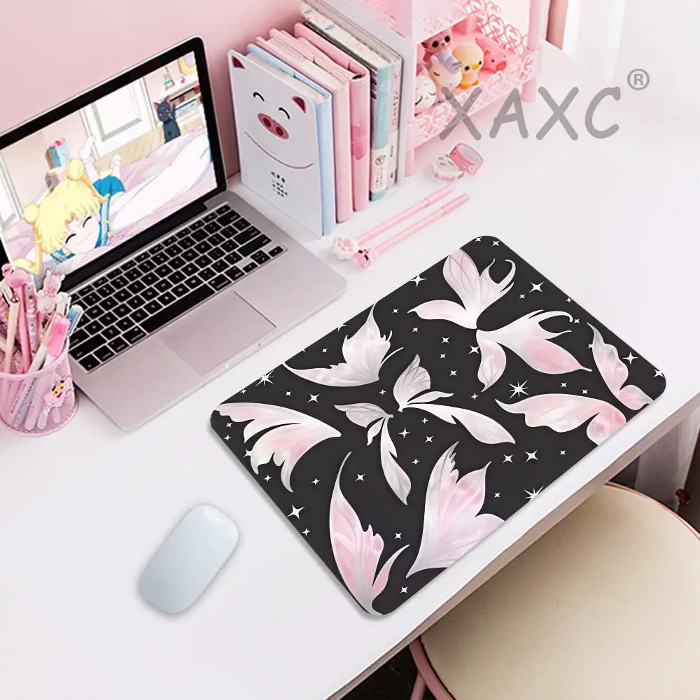 Aesthetic Dark Butterfly Feather Mouse Pad Large Non-slip Desk Mat Star Background Gaming Keyboard Pad Office Decor Mousepad