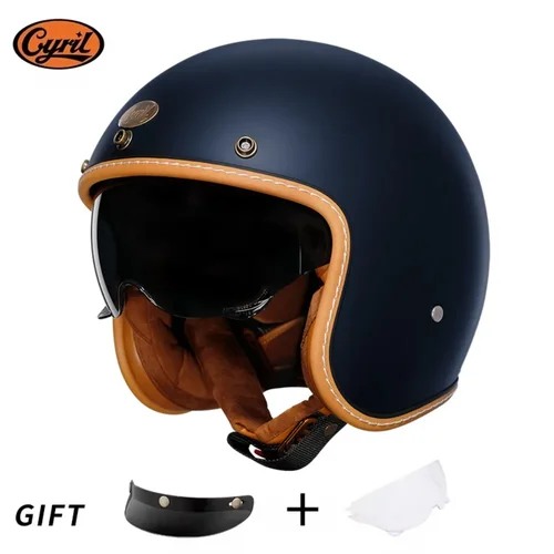 CYRIL-casco de moto de cara abierta para hombre y mujer, protector de cabeza Retro 3/4, ligero, aprobado por DOT ECE, para adulto, Vantage, B206