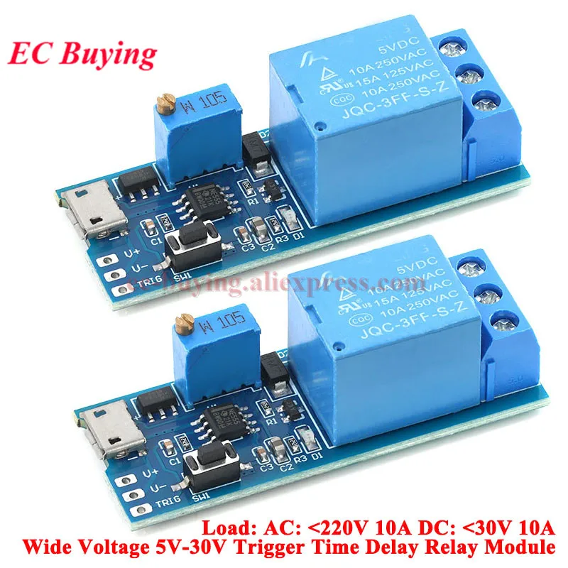 3Pcs/1pc Wide Voltage 5V-30V Trigger Time Delay Relay Module Timer Delay On Conduction Delay Switch Controller AC220V DC30V 10A