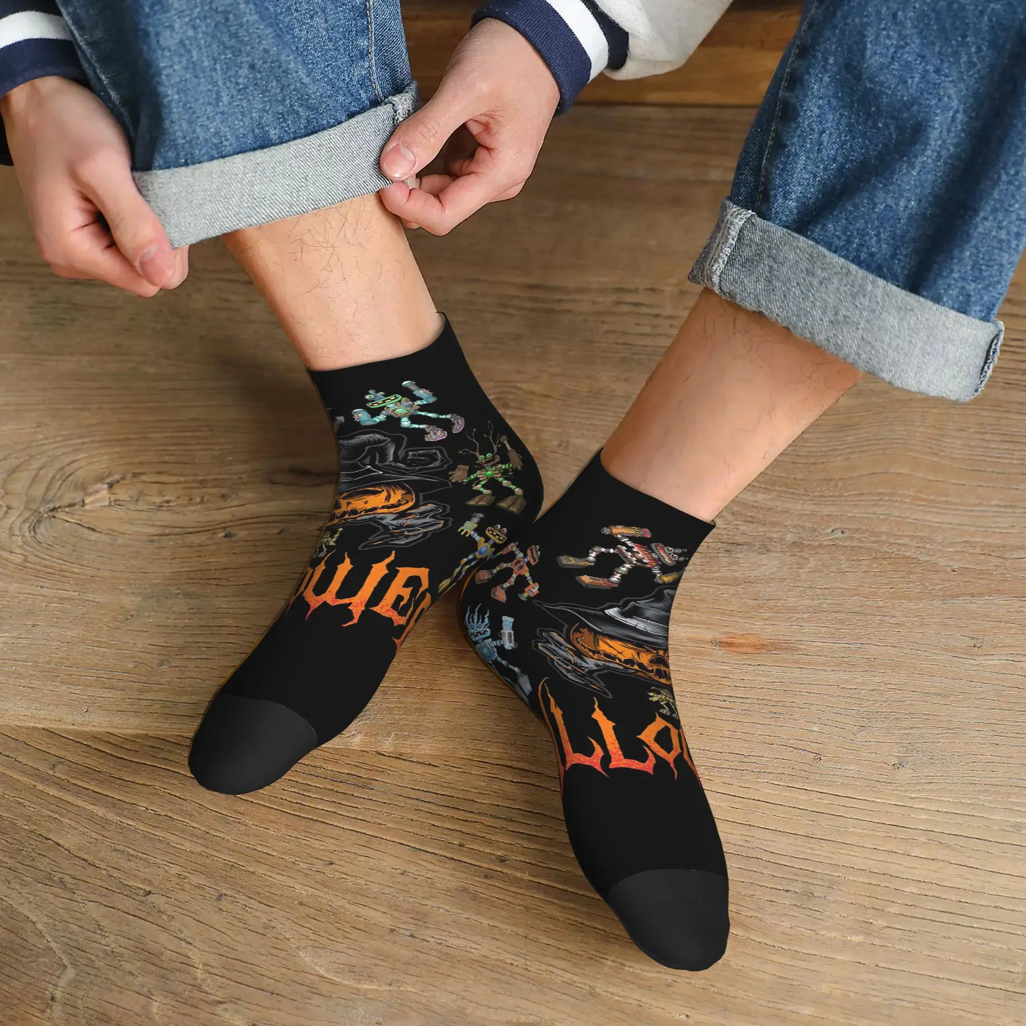 Calcetines de Halloween Wubbox My Singing Monsters para todas las estaciones, calcetines deportivos Harajuku de tubo medio, medias informales suaves para hombres y mujeres