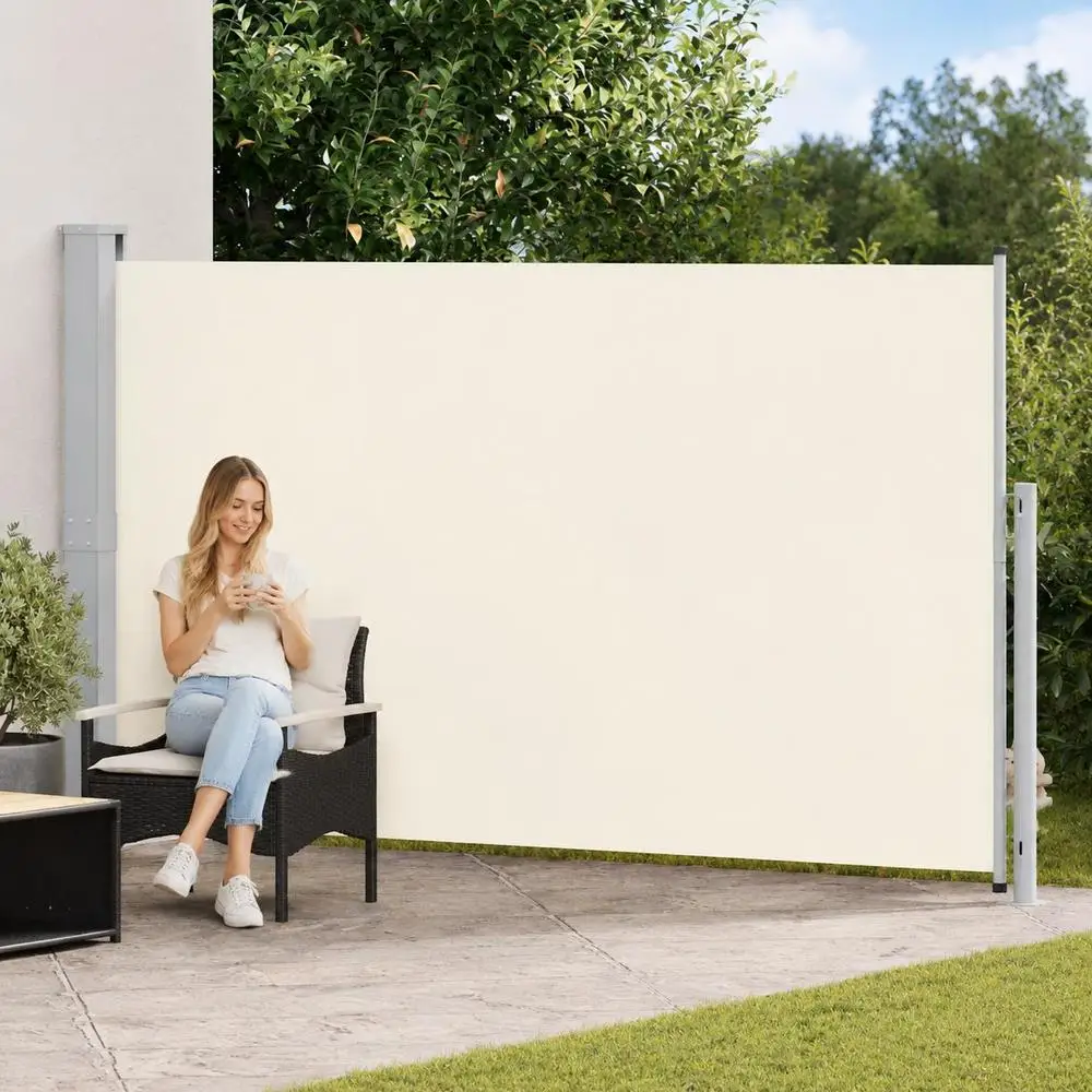 Auvent latéral rétractable 180x300 cm crème, store manuel pour balcon et terrasse, écran d'ombrage, protection solaire extérieure pour jardin
