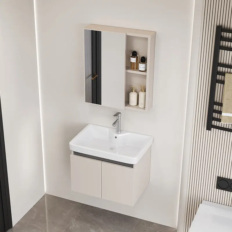 Honeycomb aluminum wall-mounted bathroom cabinet ceramic integrated basin wash basin cabinet combination