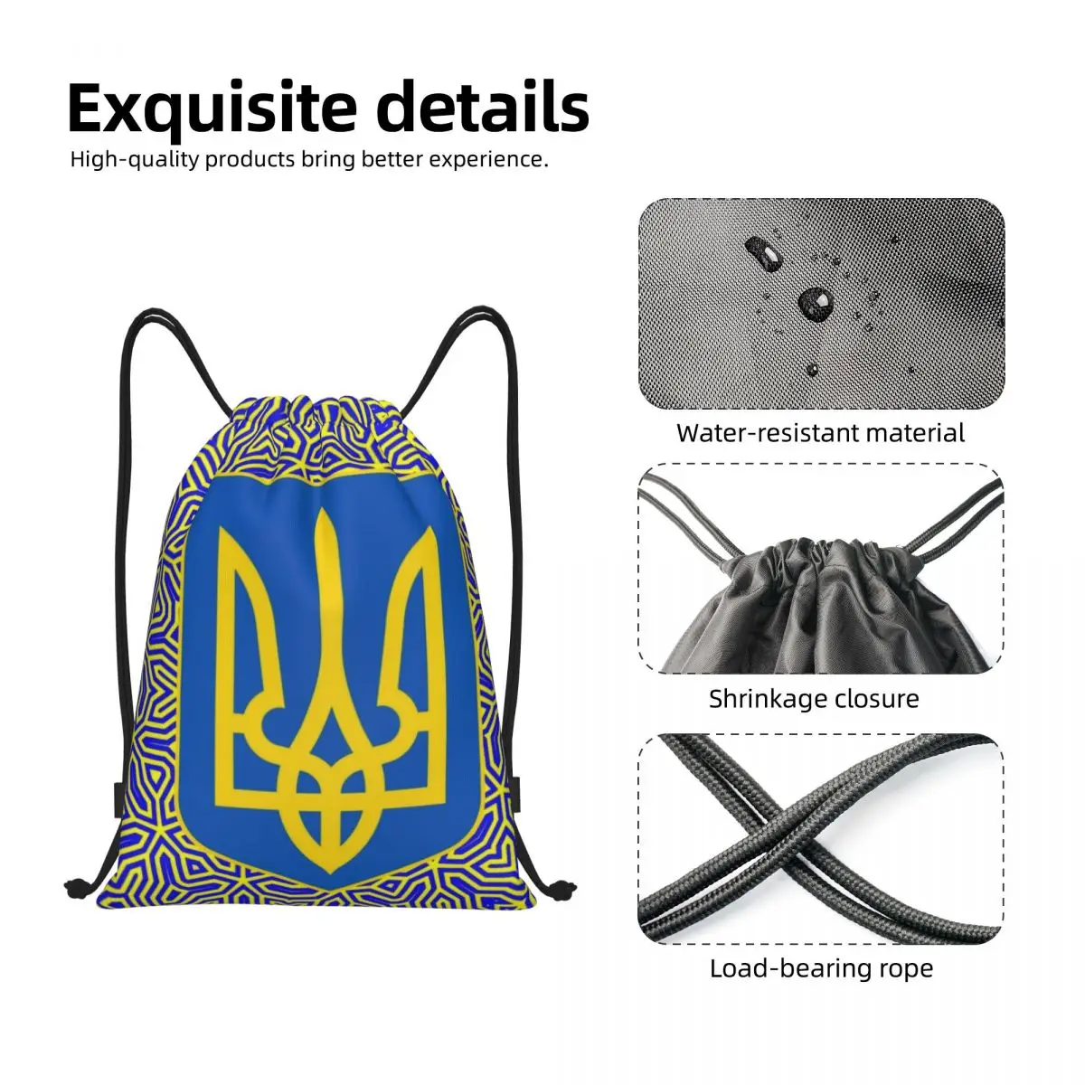 Custom Ukraine Flag Drawstring Bag Women Men Lightweight Ukrainian Coat Of Arms Sports Gym Storage Backpack