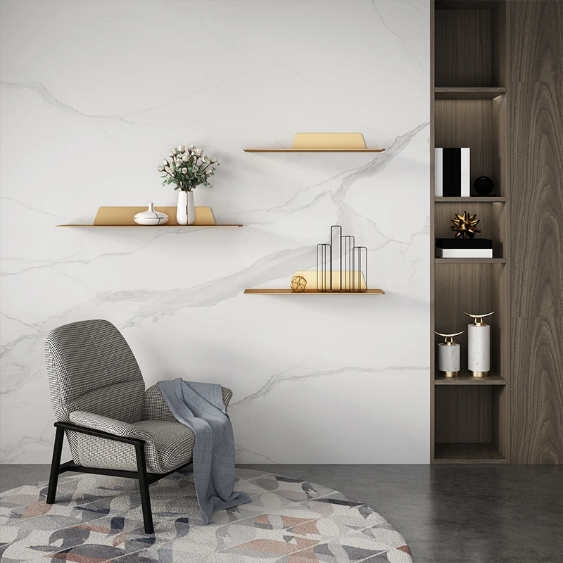 

Italian Luxury Wall Shelf TV Background Storage Rack Living Room Bedroom Decorative Iron Metal Shelf Home Organization Decor