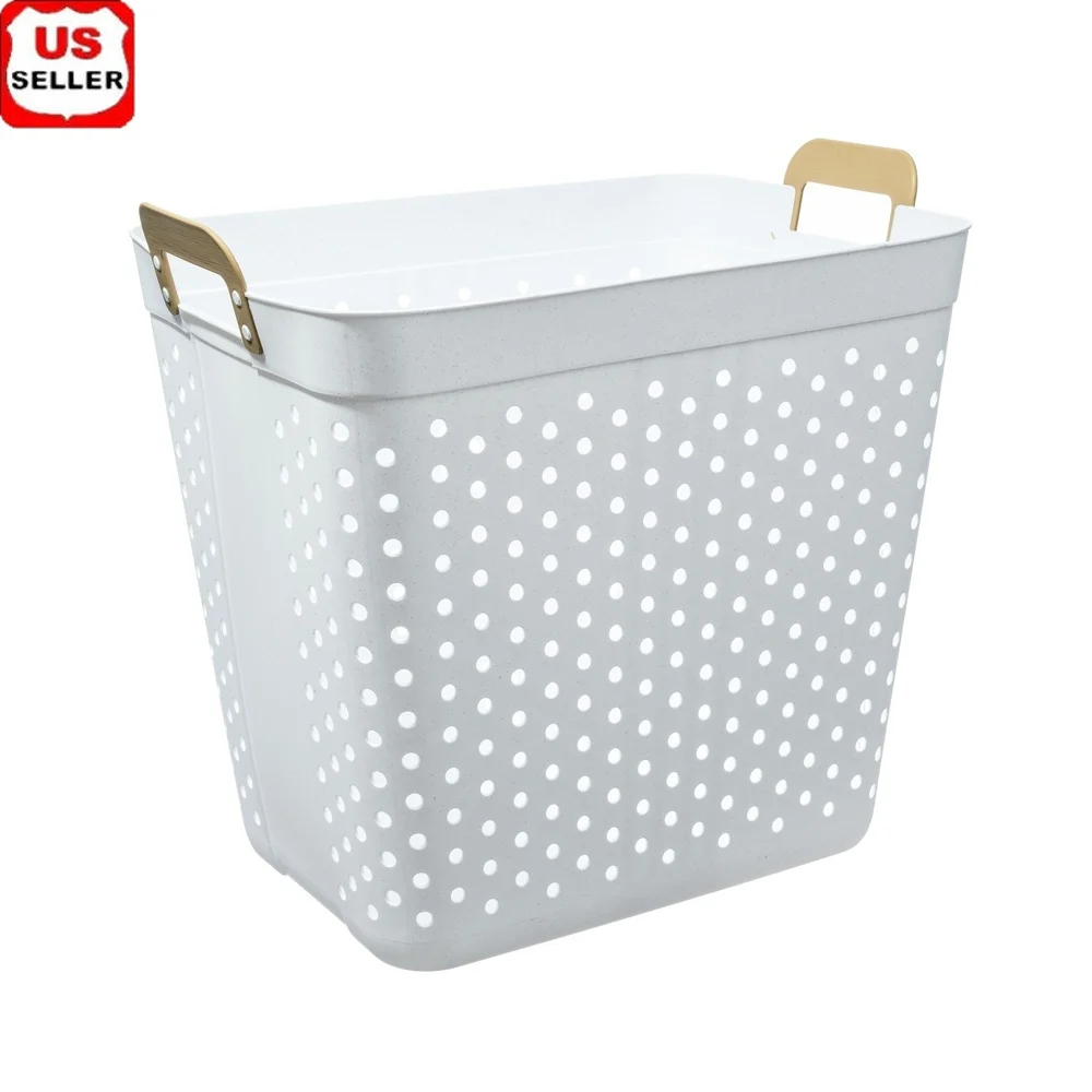 

2 Bushel Rectangular Plastic Laundry Basket Easy to Clean Decorative Tote Hamper Storage Organizer Home Use