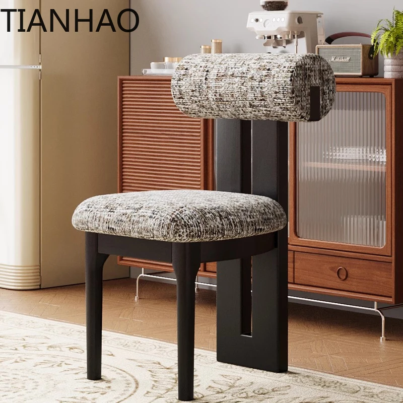 Minimalist Vintage Dining Chairs for Nordic Kitchen Lounge Suite Furniture Wooden Makeup Nail Chair for Modern Home Office
