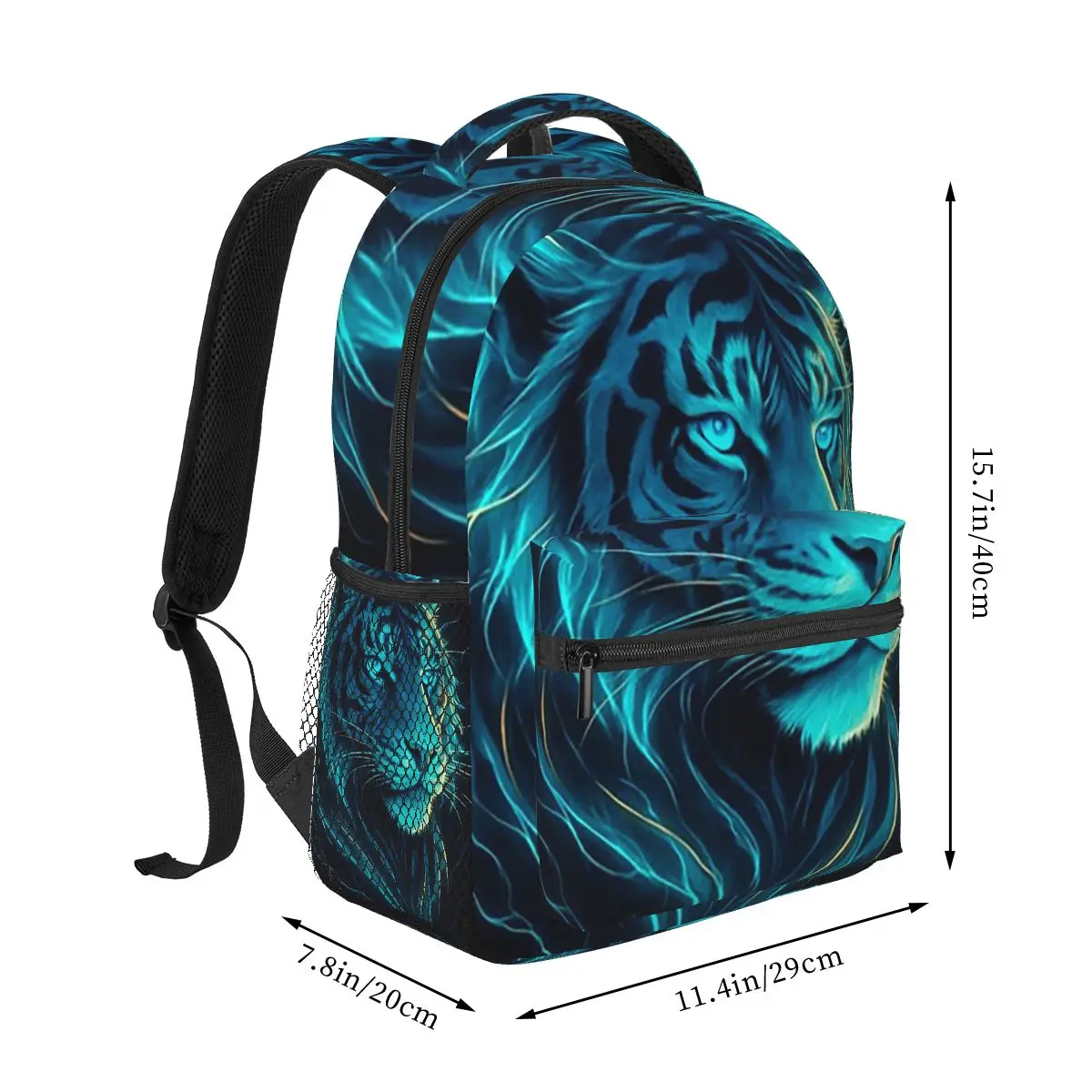 Glowing Tiger With Blue Light Backpack Hot Sale Daypack Large Capacity Kids BookBag School Bag Shoulder Bags for Men Women