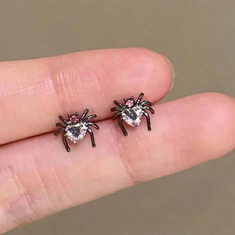 1PC Stainless Steel Black Heart-shaped CZ Spider Helix Earring Daith Labret Lip Piercing Ear Tragus Cartilage Piercing  Jewelry