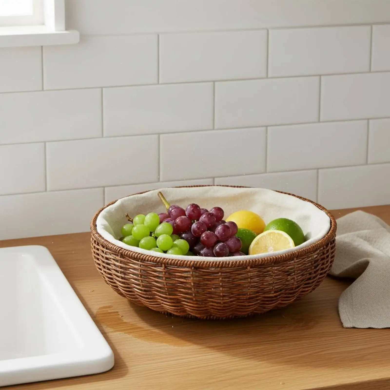 Round Drainage Basket Breathable Design Household Storage Easy to Clean