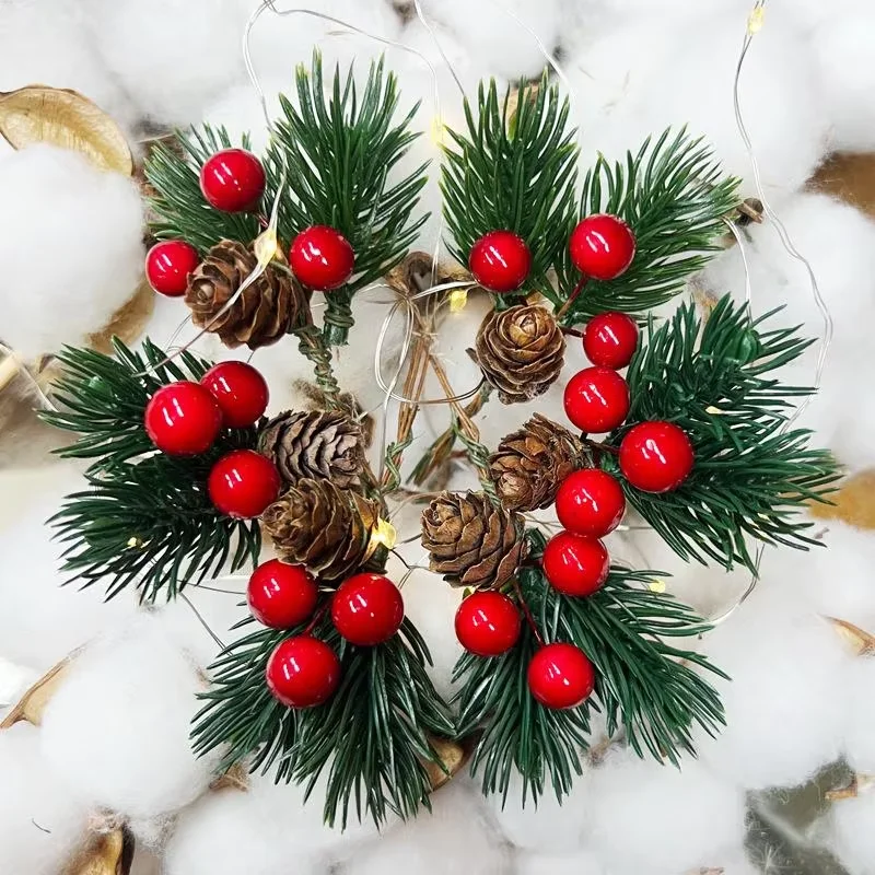 Weihnachtsdekorationen, 10 Stück, weihnachtliche Tannenzapfen, künstliche rote Beeren, künstliche Tannenzapfen für Blumenkränze, Weihnachtsgeschenke, Dekorationen – Detail 1