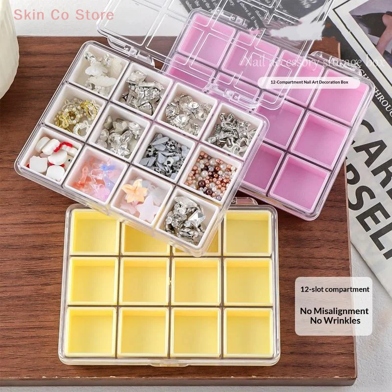 [CO]1Pcs Candy Colors Nail Art Decor Storage Case Transparent 6/12 Grids Nail Art Storage Box Compartment Jewelry Organizer[CO]