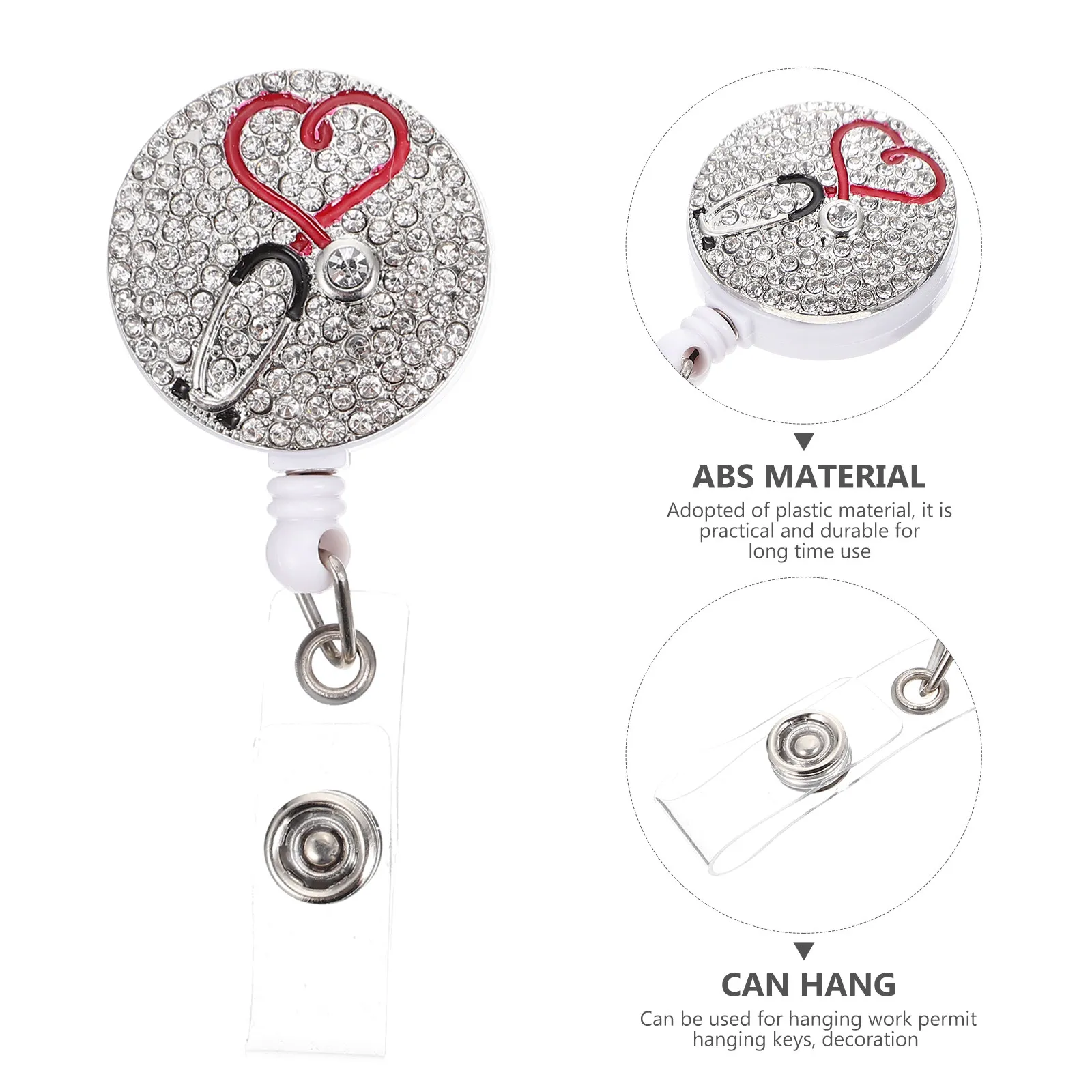 2Pcs Retractable Badge Reel Portable Plastic Cards Holder Badge Fix Buckle for Work Ids Nurses Security Staff Key Chain Buckle