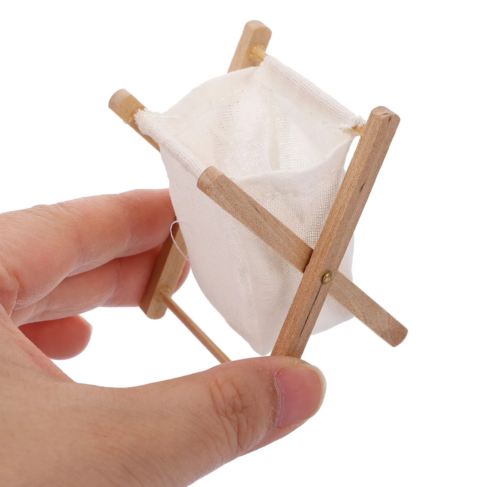 

Miniature Folding Laundry Basket Wooden Cloth Small Storage Basket Mini House Crafts Mini House Ornaments Miniature Figurines