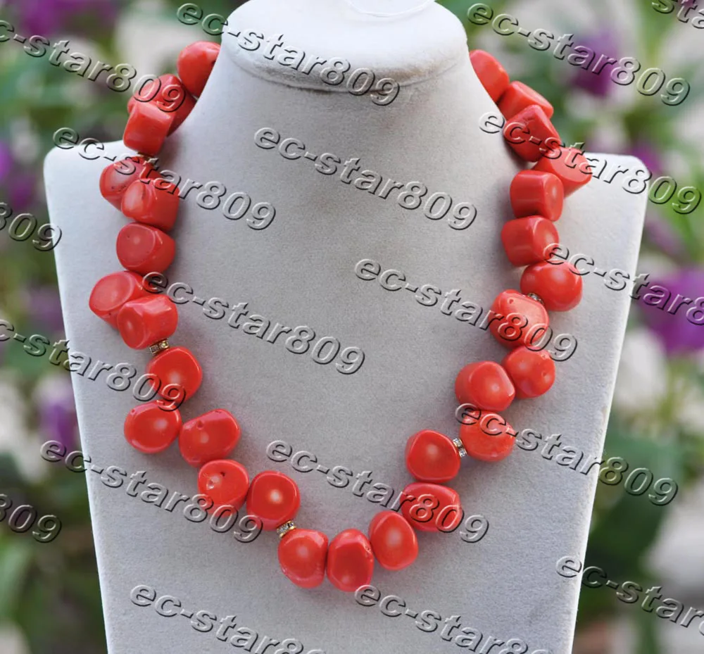 

MCT·STAR Z11432 17" 16mm Orange Red Coral Bead Necklace