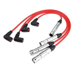 Aupoko 4Pcs Car Spark Plug Ignition Wire Cable Set for Volkswagen V W ForJetta Golf Beetle 57041 09487 27588 35-77573 CH74205