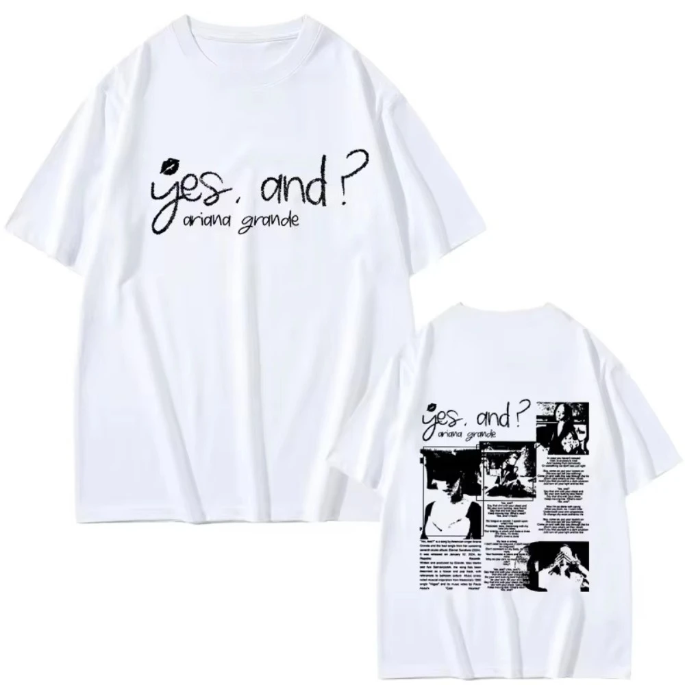 نعم وأريانا غراندي المغني الموسيقى الجرافيك تي شيرت الرجال النساء الهيب هوب عادية تي شيرت للجنسين موضة المتضخم القطن الخالص تيز #3