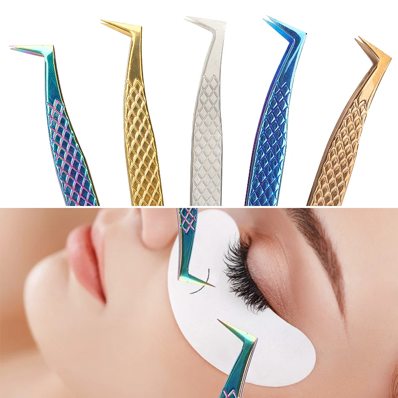 Pincettes en acier inoxydable pour les yeux, haute précision, anti-dérapantes, pour extension de cils, outils de maquillage, 1 pièce