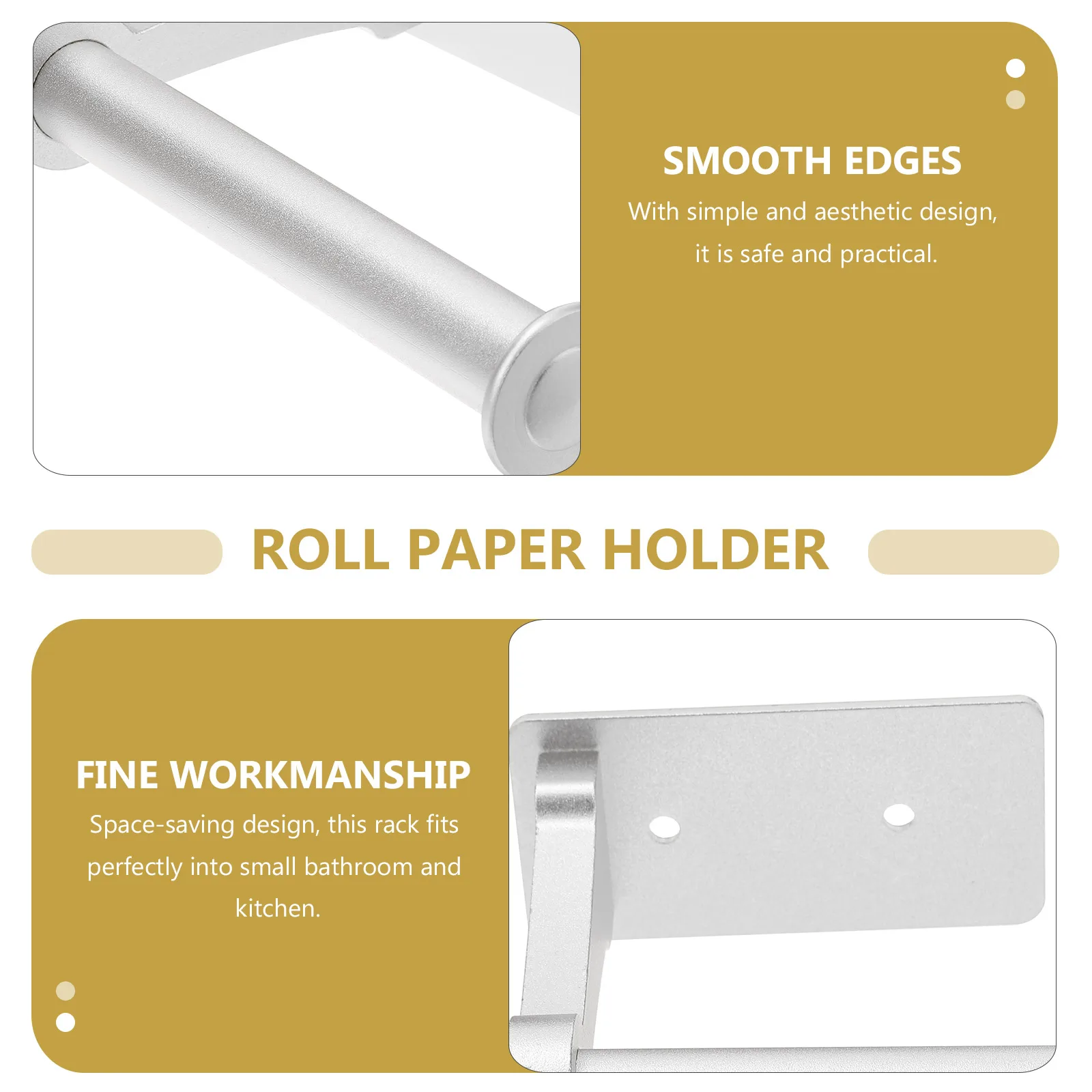 

Aluminum Alloy Wall-Mounted Paper Towel Holder Space-Saving Toilet Roll Stand For Bathroom Kitchen Corridor Office Decorative